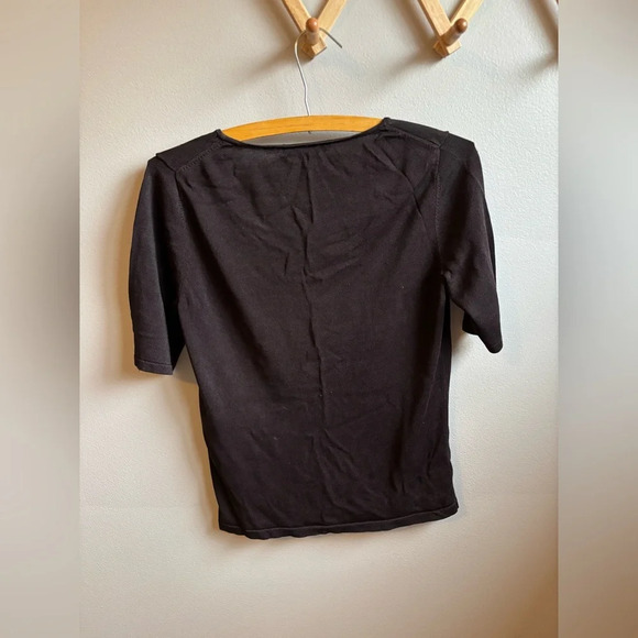 Ellen Tracy 100% Silk Short Sleeve Blouse Top Sz: S Black - Picture 2 of 4